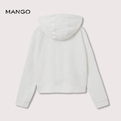 MANGO OFF WHITE CROPPED SWEATSHIRT HOODIE 27025131