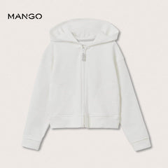 MANGO OFF WHITE CROPPED SWEATSHIRT HOODIE 27025131