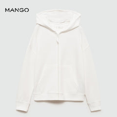 MANGO OFF WHITE DINA ZIPPED HOODIE 77063290