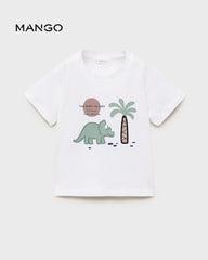 MANGO OFF WHITE DINO ISLAND T-SHIRT