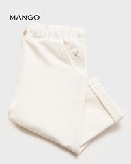MANGO OFF WHITE ELASTIC WAIST TROUSER 77093667