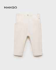MANGO OFF WHITE ELASTIC WAIST TROUSER 77093667