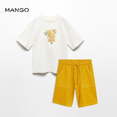 MANGO OFF WHITE EMBOSSED T-SHIRT 2 PCS SET