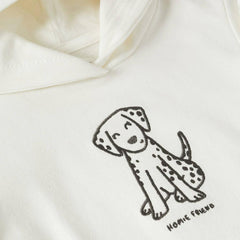 MANGO OFF WHITE EMBRIODRED FLEECE SWEATSHIRT DRESS WITH HOOD