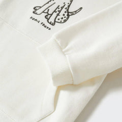 MANGO OFF WHITE EMBRIODRED FLEECE SWEATSHIRT DRESS WITH HOOD