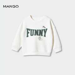 MANGO OFF WHITE FUNNY PRINTED TEXTURED SWEATSHIRT 47052522