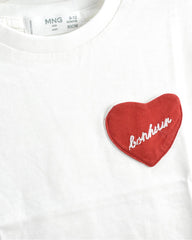 MANGO OFF WHITE HEART T-SHIRT