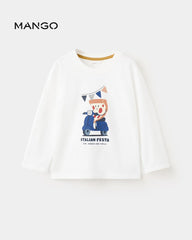 MANGO OFF WHITE ITALIAN FESTA COTTON BLEND T-SHIRT