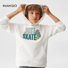 MANGO OFF WHITE JUST SKATE PRINTED HOODIE