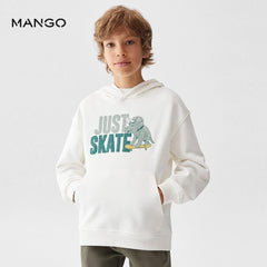 MANGO OFF WHITE JUST SKATE PRINTED HOODIE
