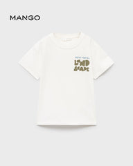 MANGO OFF WHITE LAND SCAPE PRINTED T-SHIRT 17063291