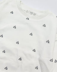 MANGO OFF WHITE MINIMAL LEAF PRINT SWEATSHIRT