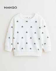 MANGO OFF WHITE MINIMAL LEAF PRINT SWEATSHIRT