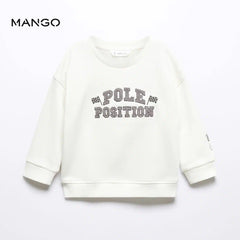 MANGO OFF WHITE POLE POSITION COTTON SWEATSHIRT