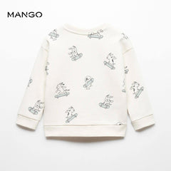 MANGO OFF WHITE PRINTED COTTON SWEATSHIRT