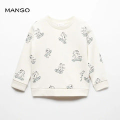 MANGO OFF WHITE PRINTED COTTON SWEATSHIRT