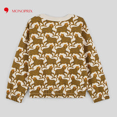 MONOPRIX OFF WHITE PRINTED ROUND NECK SWEATSHIRT