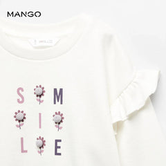 MANGO OFF WHITE SMILE PRINTED SWEATSHIRT