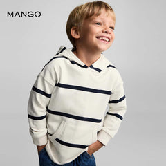 MANGO OFF WHITE STRIPED HOODED SWEATSHIRT