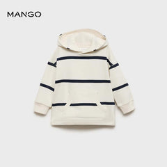 MANGO OFF WHITE STRIPED HOODED SWEATSHIRT