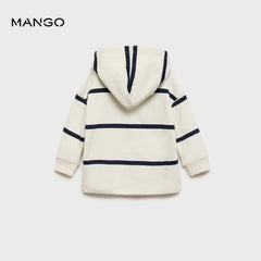 MANGO OFF WHITE STRIPED HOODED SWEATSHIRT