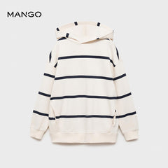 MANGO OFF WHITE STRIPED HOODED SWEATSHIRT 77007937