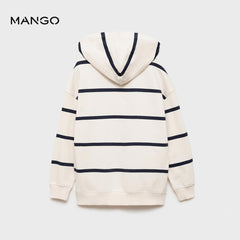 MANGO OFF WHITE STRIPED HOODED SWEATSHIRT 77007937