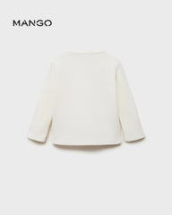 MANGO OFF WHITE TEXTURE LONG SLEEVE T-SHIRT