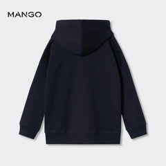 MANGO DARK NAVY OVERSIZED PRINTED HOODIE