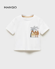 MANGO OFF WHITE WARM & FRESH PRINTED T-SHIRT