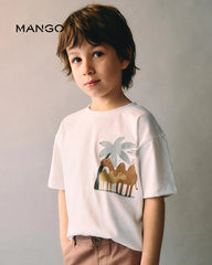 MANGO OFF WHITE WARM & FRESH PRINTED T-SHIRT