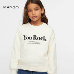 MANGO OFF WHITE YOU ROCK PRINTED SWEATSHIRT