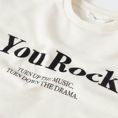 MANGO OFF WHITE YOU ROCK PRINTED SWEATSHIRT