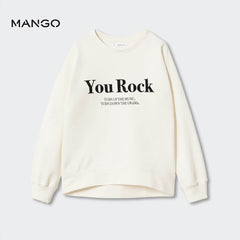 MANGO OFF WHITE YOU ROCK PRINTED SWEATSHIRT