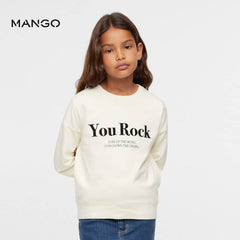 MANGO OFF WHITE YOU ROCK PRINTED SWEATSHIRT