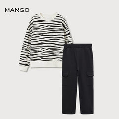 MANGO OFF WHITE ZEBRA PRINT SWEATSHIRT 2 PCS SET