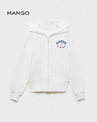 MANGO OFF WHITE ZIP HOODIE WITH PRINTED MESSAGE 87088263