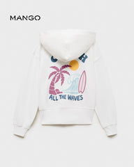MANGO OFF WHITE ZIP HOODIE WITH PRINTED MESSAGE 87088263