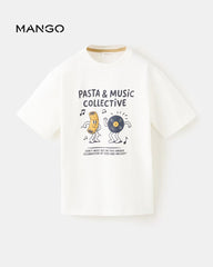 MANGO OOFF WHITE PASA & MUSIC COTTON BLEND T-SHIRT 27094410