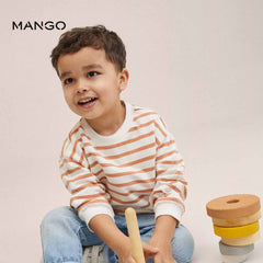MANGO ORANGE STRIPE COTTON BLEND SWEATSHIRT 3643