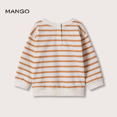 MANGO ORANGE STRIPE COTTON BLEND SWEATSHIRT 3643