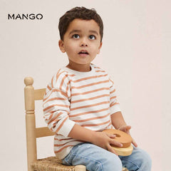 MANGO ORANGE STRIPE COTTON BLEND SWEATSHIRT 3643