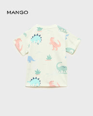 MANGO PASTEL GREEN COTTON DINO T-SHIRT