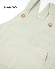 MANGO PASTEL GREEN COTTON DUNGAREE WITH KANGAROO POCKET
