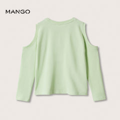 MANGO PASTEL GREEN T-SHIRT WITH SIDE OPENING