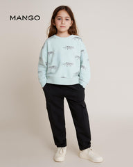 MANGO PASTEL GREEN TIGER SWEATSHIRT 2 PCS SET
