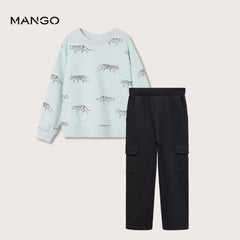 MANGO PASTEL GREEN TIGER SWEATSHIRT 2 PCS SET
