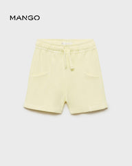 MANGO PASTEL YELLOW COTTON BERMUDA SHORTS