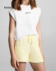 MANGO PASTEL YELLOW COTTON BERMUDA SHORTS