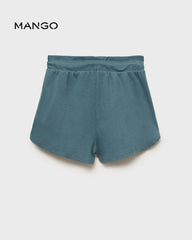 MANGO PETROL BLUE ELASTIC WAIST SHORTS